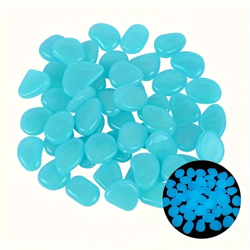 1200pcs Luminous Garden Stones, Vibrant Glowing Plastic Stakes for Pathway, Space & Garden Decor, Metal Art Display Accessories