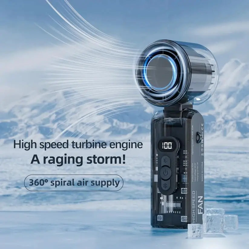 Foldable Icerush Turbo Portable Handheld Fan with LED Light for Desk/N