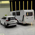 1:32 X-TRAIL Toy Model Cars Alloy Diecast Police Car Pull Back Doors Opened Sound Light Rubber Tires Camping RV Gifts for Boys