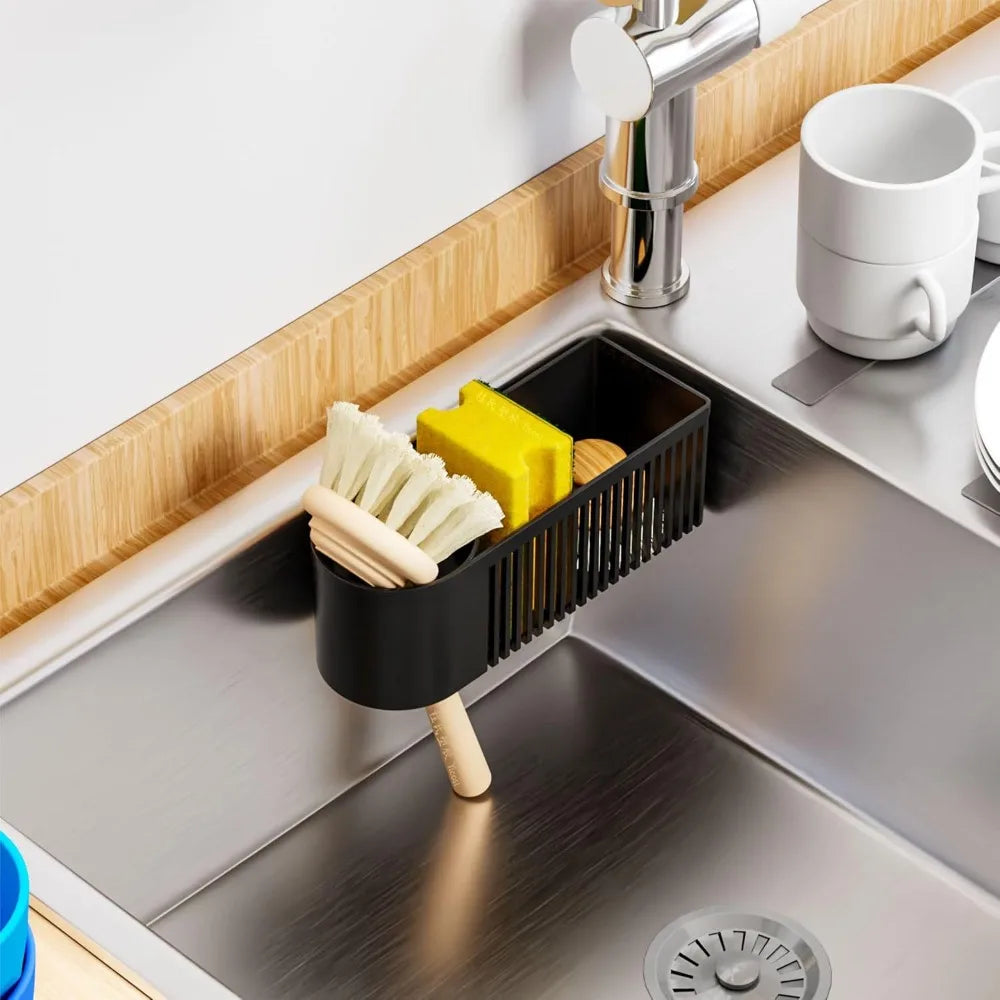 Well-ventilated Kitchen Sink Organizer Space-saving Sponge Holder Sink Sponge Storage Basket Plastic Kitchen Drain Rack