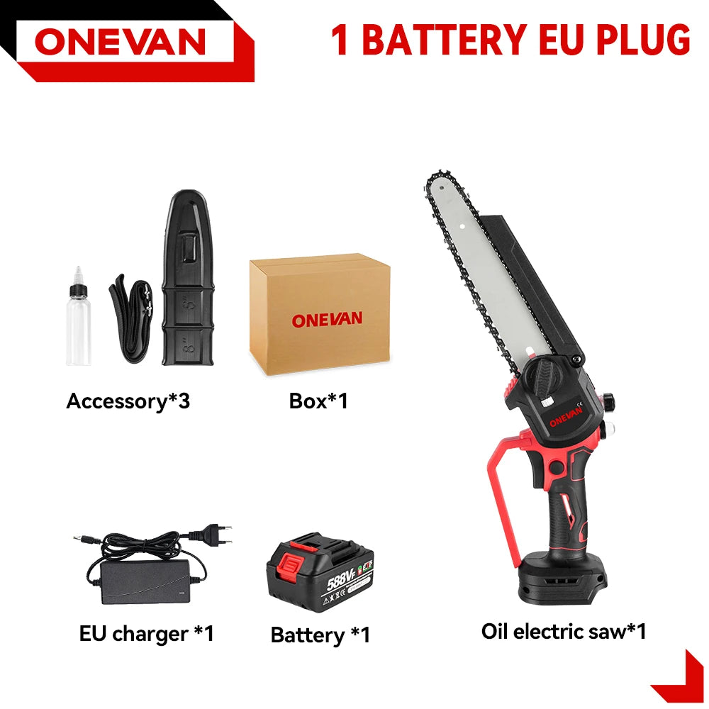 8Inch Brushless Electric Saw Cordless Oil Electric Chain Saw Digital Display Woodworking Power Tool For Makita 18V Battery Pin