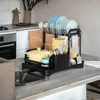 Sturdy Kitchen Dish Rack Space Saving Countertop Shelf Bowl and Utensil Organizer Storage Rack