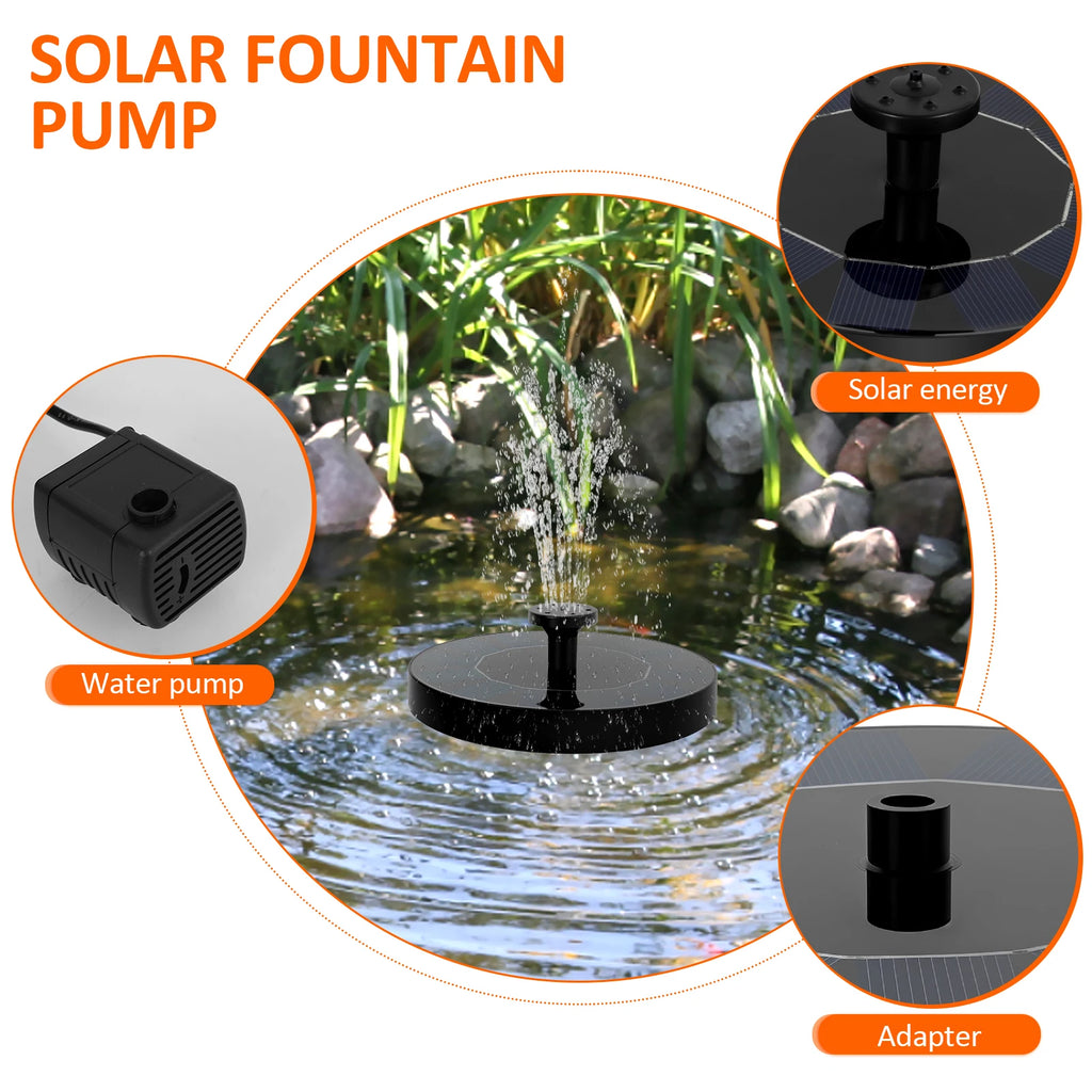 13/18cm Solar Fountain Pump Bird Bath Fountain Garden Outdoor Water Pool Pond Floating Decor With 6 Nozzles Solar Waterfall