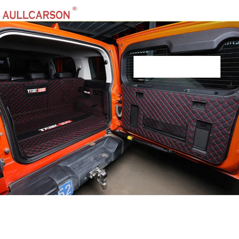 For GWM Tank 300 2023 2024 Custom Trunk Mats Leather Durable Cargo Liner Boot Carpets Interior Cover Car Accessories