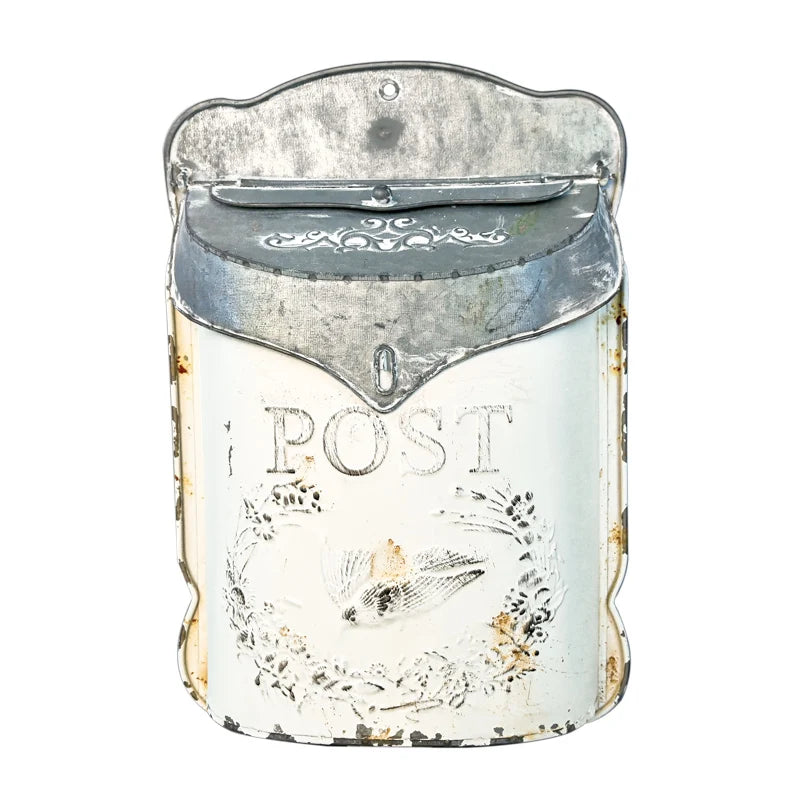 Outdoor Metal Mailbox Farmhouse Design Vintage Style Post Box for Leaving Message Wall Mounted Post Garden Decoration