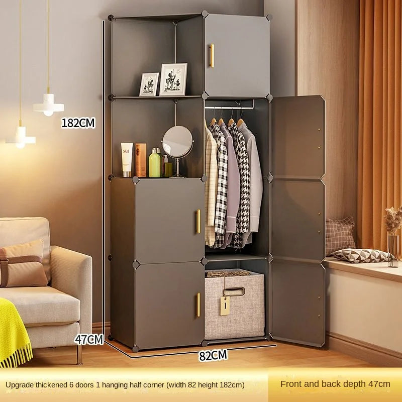 Folding Wardrobe Clothes Cabinets Simple Dressers Cube Storage Locke Closet Plastic Collapsible Sturdy Home Bedroom Furniture