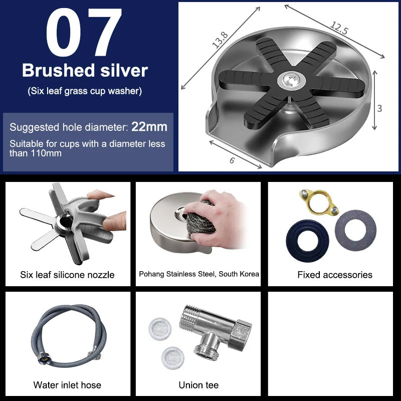 Sink Faucet Glass Cup Automatic Cup Washer Bar for Beer Milk Coffee Cleaner Tool Kitchen Sink Accessories