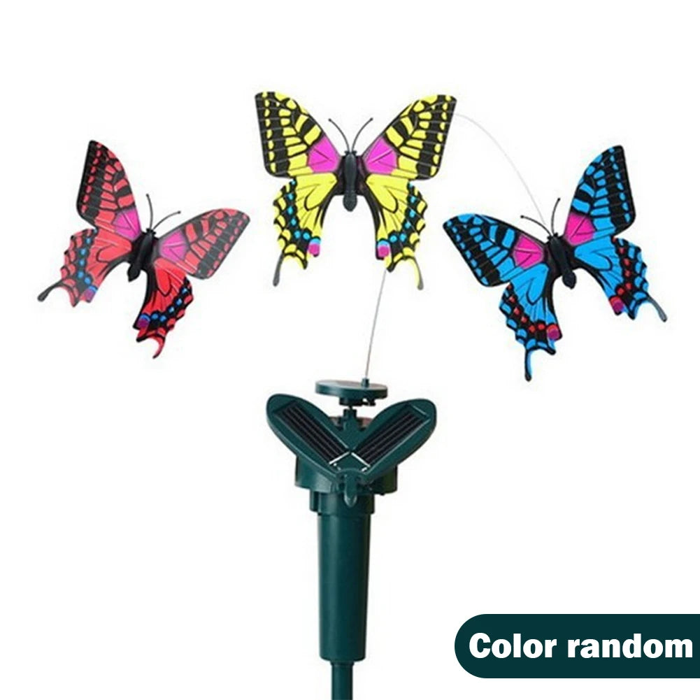 1-3PCS Solar Powered Flying Wobble Butterfly Ornament Durable Garden Dancing Fluttering Butterfly Humming Bird Stake Lawn Decor