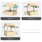 Wood Kids Play House Wooden Children Playhouse Outdoor Kids Playhouse with Play Kitchen Snack Bar Window Picnic Bench