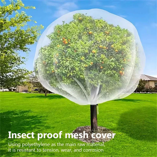 Large Fruit Tree Netting with Zip and Drawstring Garden Insect Screen Transparent Bird Plant Barrier Screen