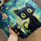 Cartoon Cat Green Folding Umbrella Professional Sun Protection And UV Protection Umbrella Dual use of Rain and Sunny Automatic