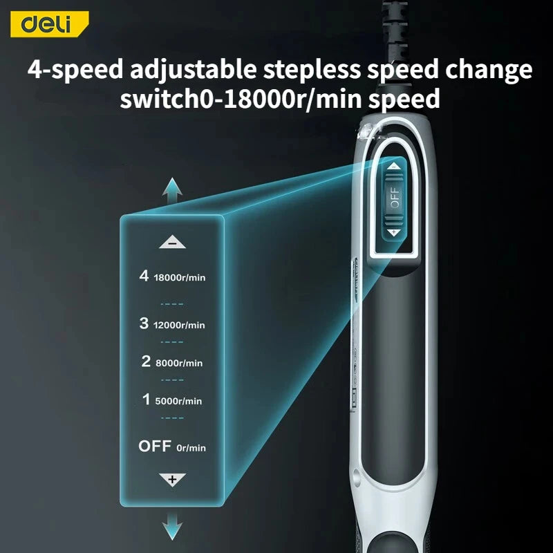Deli Engraving Pen Grinder 18V 4-speed regulation Engraver Mini Drill Electric Rotary Tool DIY Drill Grinding Electric Drills