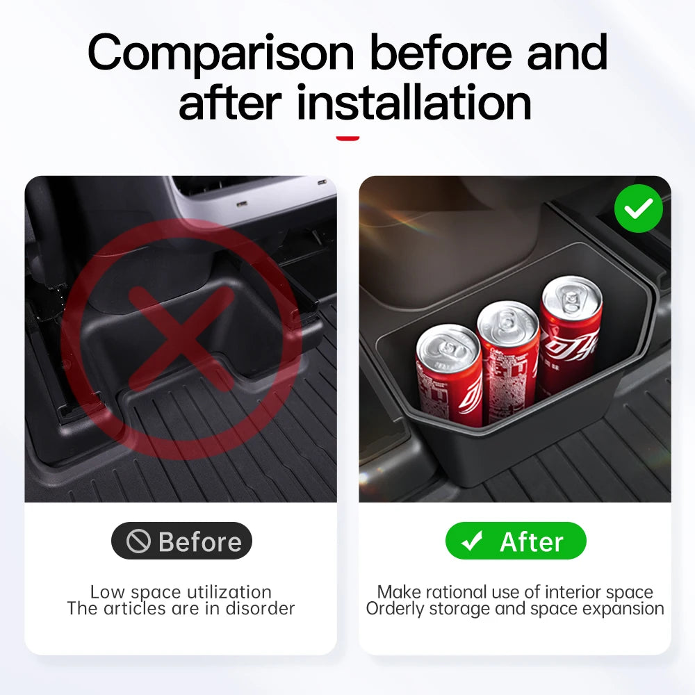 YZ For Tesla Model Y Juniper 2021-2025 Rear Seat Storage Box Under Air Vent Storage Case Trash Can Organizer Car Accessories