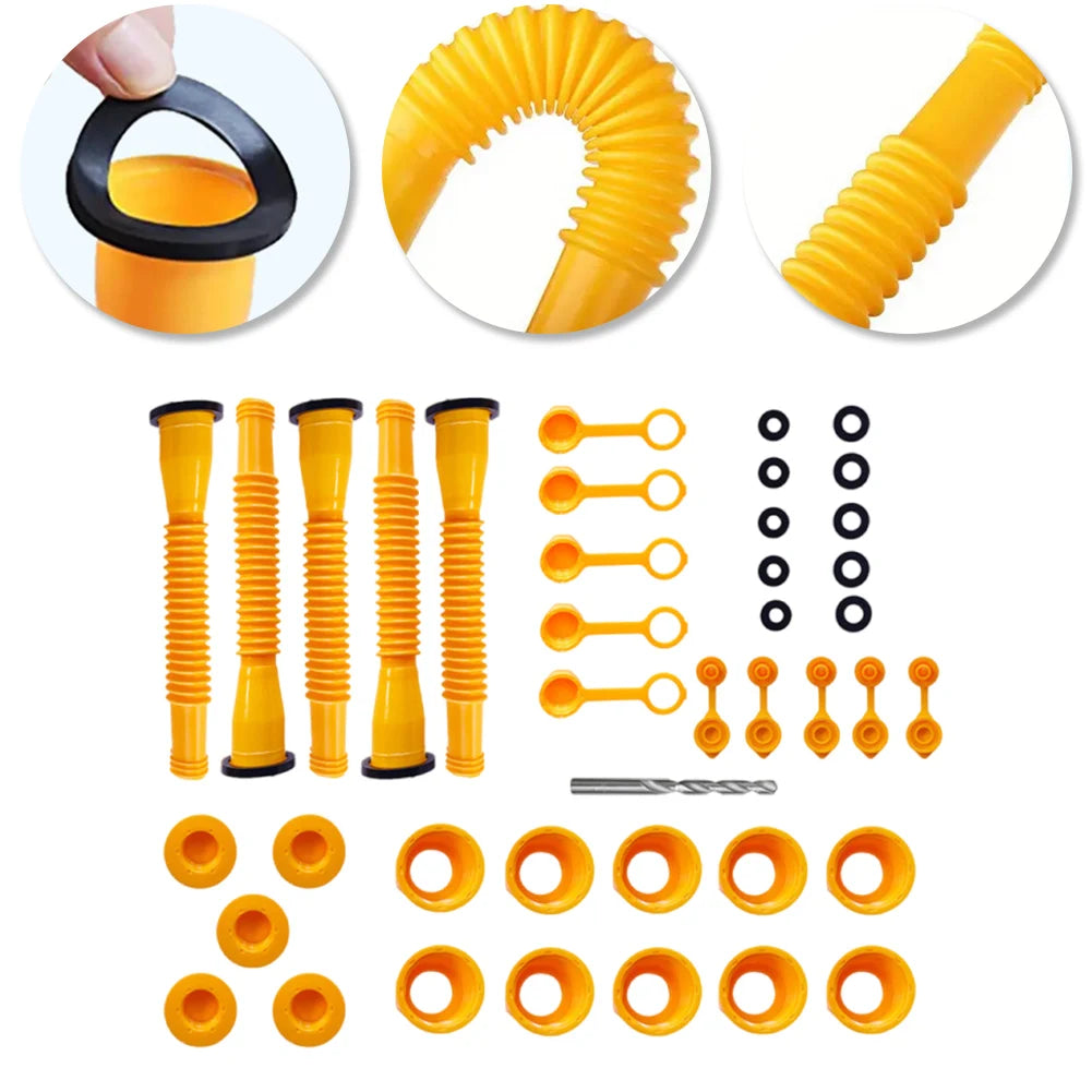 1/3/4/5 Set Gas Can Spout with Screw Collar Caps Anti Spill Gas Tank Nozzle Replacement Gas Can Spouts for Most 1/2/5/10 Gal Can