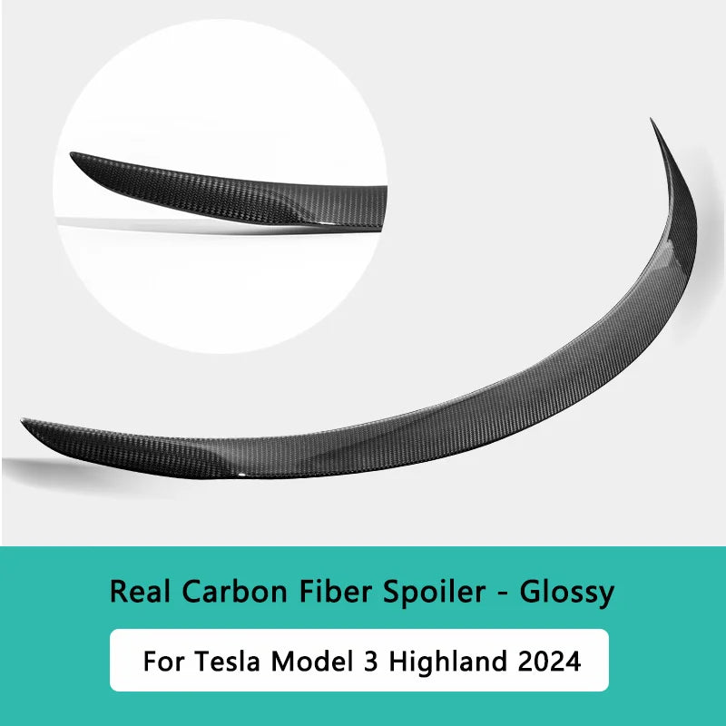High Performance Real Carbon Fiber Spoiler for Tesla Model 3 Highland 2025 2024 Car Original Rear Trunk Tail Wing Car Accessory