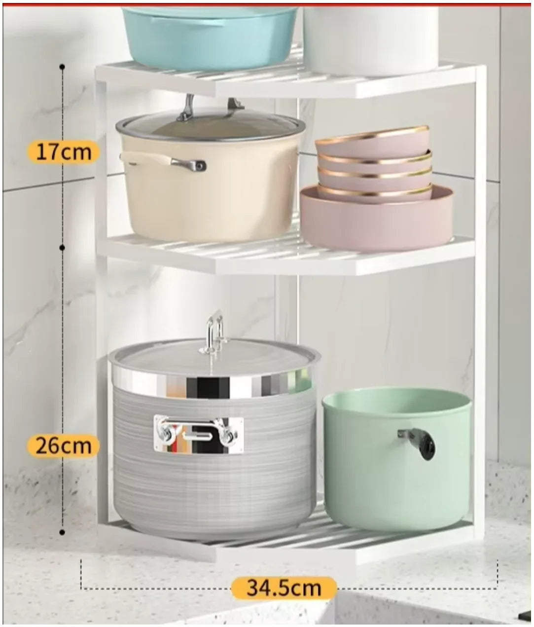 Cookware Storage Rack Kitchen Storage Rack Household Layers Kitchen Organizer Fan-shaped Sink Countertop Cabinet Corner Layered