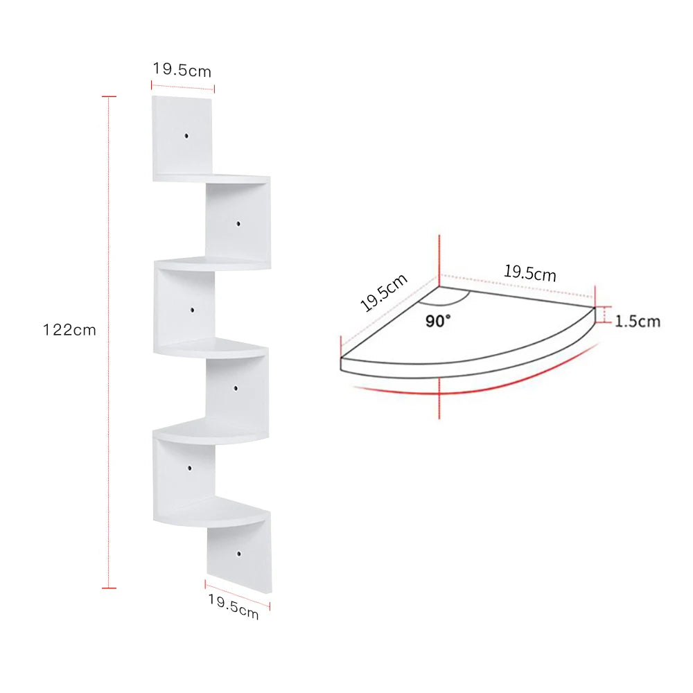 5-layer wooden wall rack corner rack wall-mounted bookshelf modern simple home decoration storage