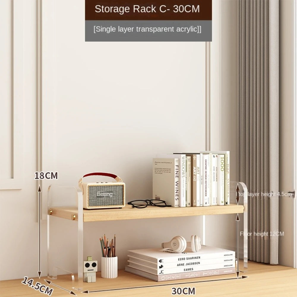 Desktop Bookshelf Kitchen Utensil Storage Rack Office Desktop Storage Rack Acrylic Bookshelf Household Minimalist Storage Rack