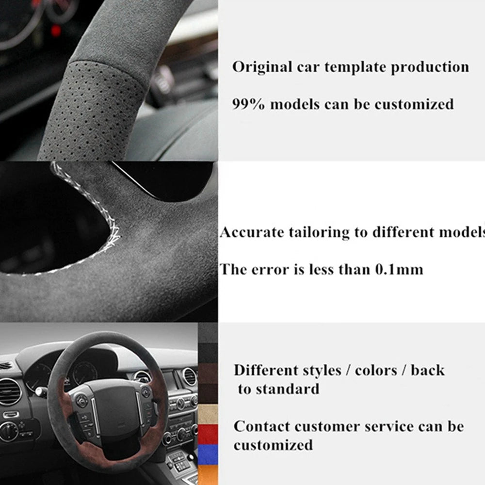 Suede Genuine Leather Car Steering Wheel Cover Braid For Audi R8 (4S) 2015-2019 TT (8S) 2014-2019 TTS 2014-2019 TT RS 2016-2019