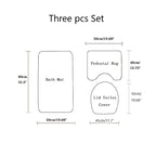 Inyahome 3pcs/set Plush Bathroom Bath Mats Set Anti Slip Toilet Rug and Toilet Lid Cover Soft Fluff Shower Carpet Floor Bath Mat