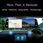 Upgraded 9.66 Full HD CarPlay Screen Mirror Dash Cam – Dual Recording, 24H Parking Mode, Night Vision, Rear Cam Motion Detection