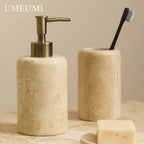 Luxury Travertine Bathroom accessories Toothbrush Holder Soap Dispenser Dish Natural Marble Home Modern Decoration