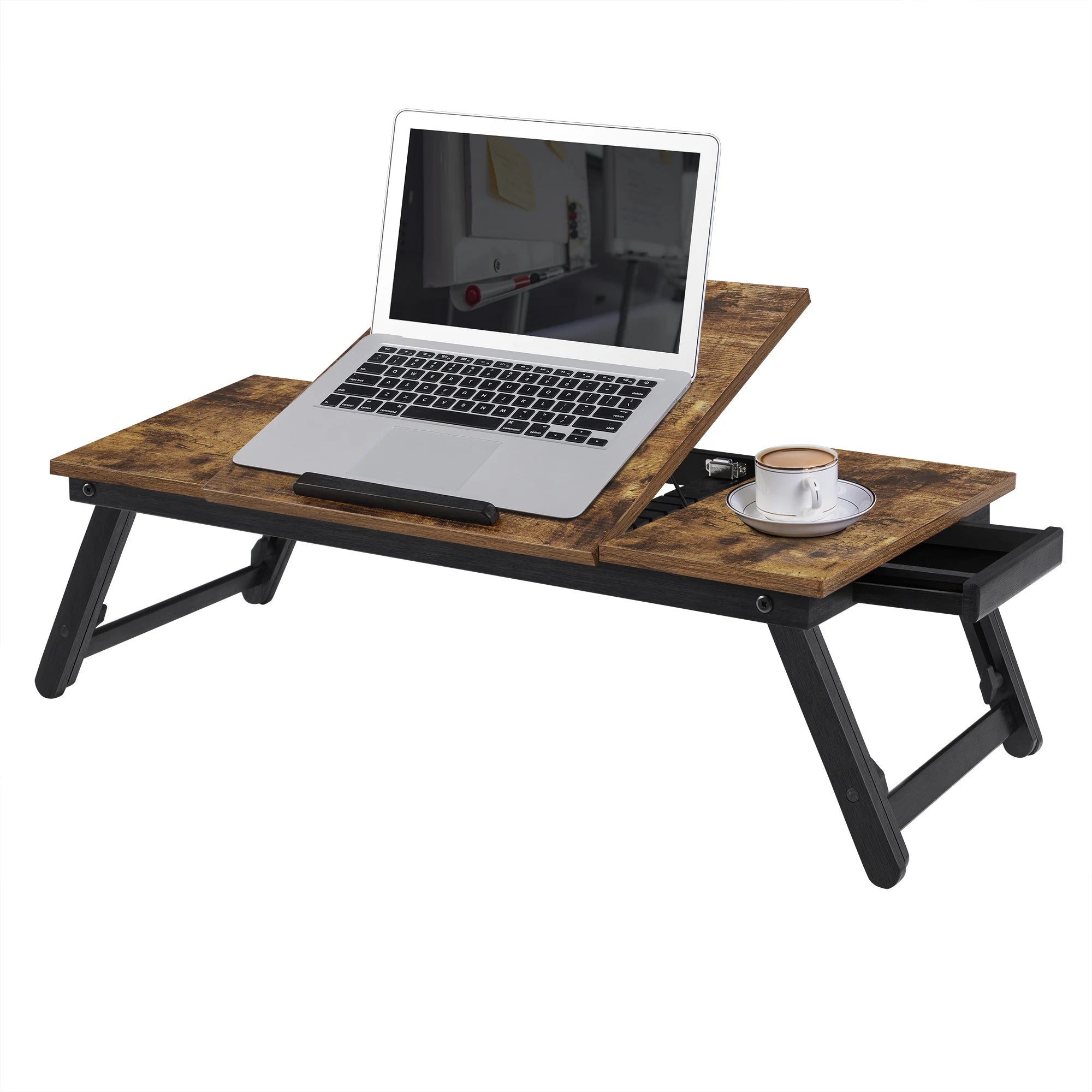 SONGMICS Laptop Desk, Bed Sofa Breakfast Tray, Adjustable Tilt Top, Right-Left Handed, Adjustable Folding Legs