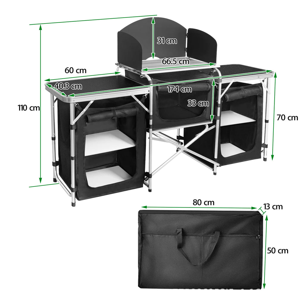 Hot-selling Outdoor Camping Mobile Kitchen Portable Outdoor Foldable Cooking Station Camping Kitchen Table WIth Storage
