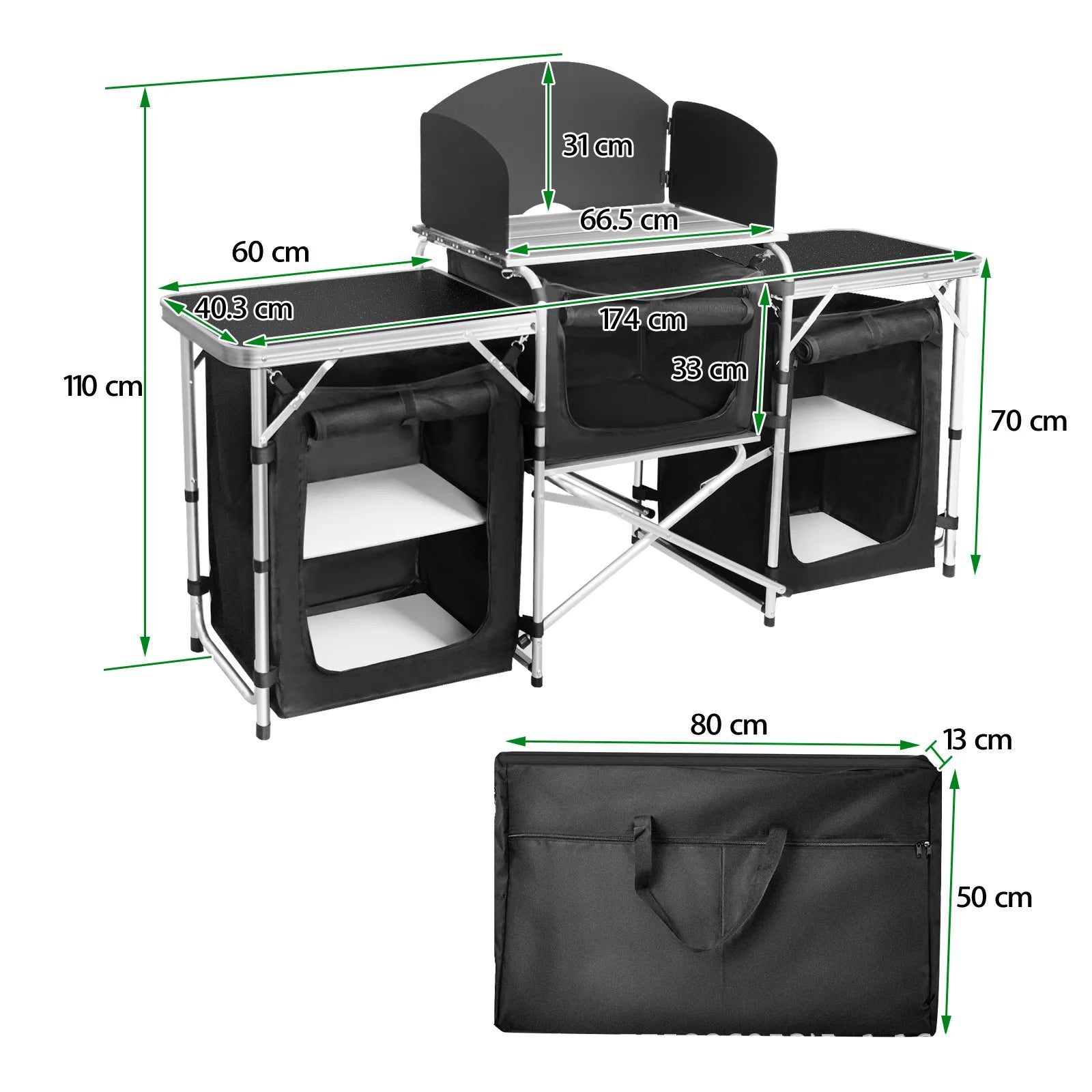Hot-selling Outdoor Camping Mobile Kitchen Portable Outdoor Foldable Cooking Station Camping Kitchen Table WIth Storage