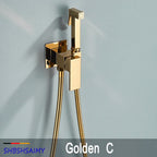 SHBSHAIMY Black Brass Bathroom Bidet Faucets High Pressure Sprayer Shower Tap Bidet Toilet Washer Hot and Cold Water Mixers
