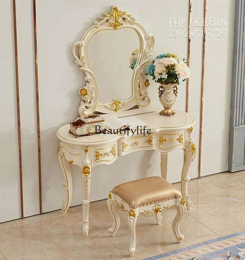 FG11European dresser, American luxury bedroom storage cabinet integrated champagne gold small dressing table
