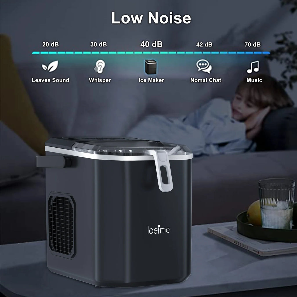 Loefme Desktop Fully Automatic Bullet Shaped Ice Maker 12kg/24h Fast Ice Making Suitable For Home Automatic Cleaning Ice Machine