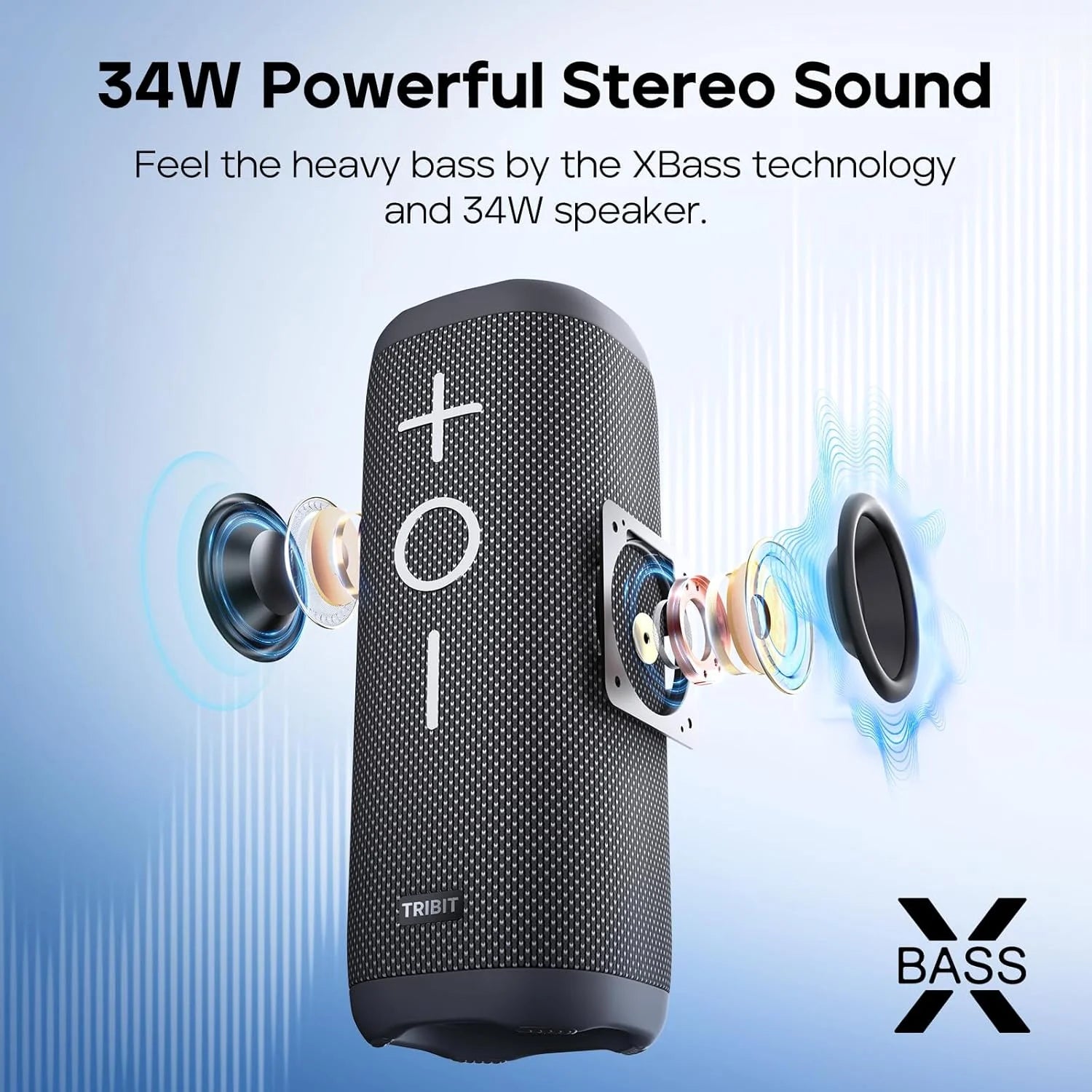 TRIBIT StormBox 2 Portable Bluetooth Speaker 34W Powerful Sound IPX7 Waterproof Wireless Speaker 24-Hour Playtime for Camping An