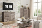 Modern 6 Drawer Double Dresser with Deep Drawers & Mental Double Handles, Wood Dresser Chest, Wide Chest of Drawers, Wash Gray
