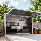 Customized Outdoor Kitchen Island Cabinet Stainless Steel Waterproof Custom Built In BBQ Grill Pizza Oven For Backyard Garden