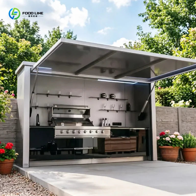 Customized Outdoor Kitchen Island Cabinet Stainless Steel Waterproof Custom Built In BBQ Grill Pizza Oven For Backyard Garden