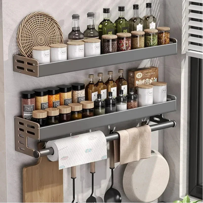 New Kitchen Storage Rack Seasoning Rack Wall-Mounted Condiment Multi-Functional Household kitchen organizer Storage Rack