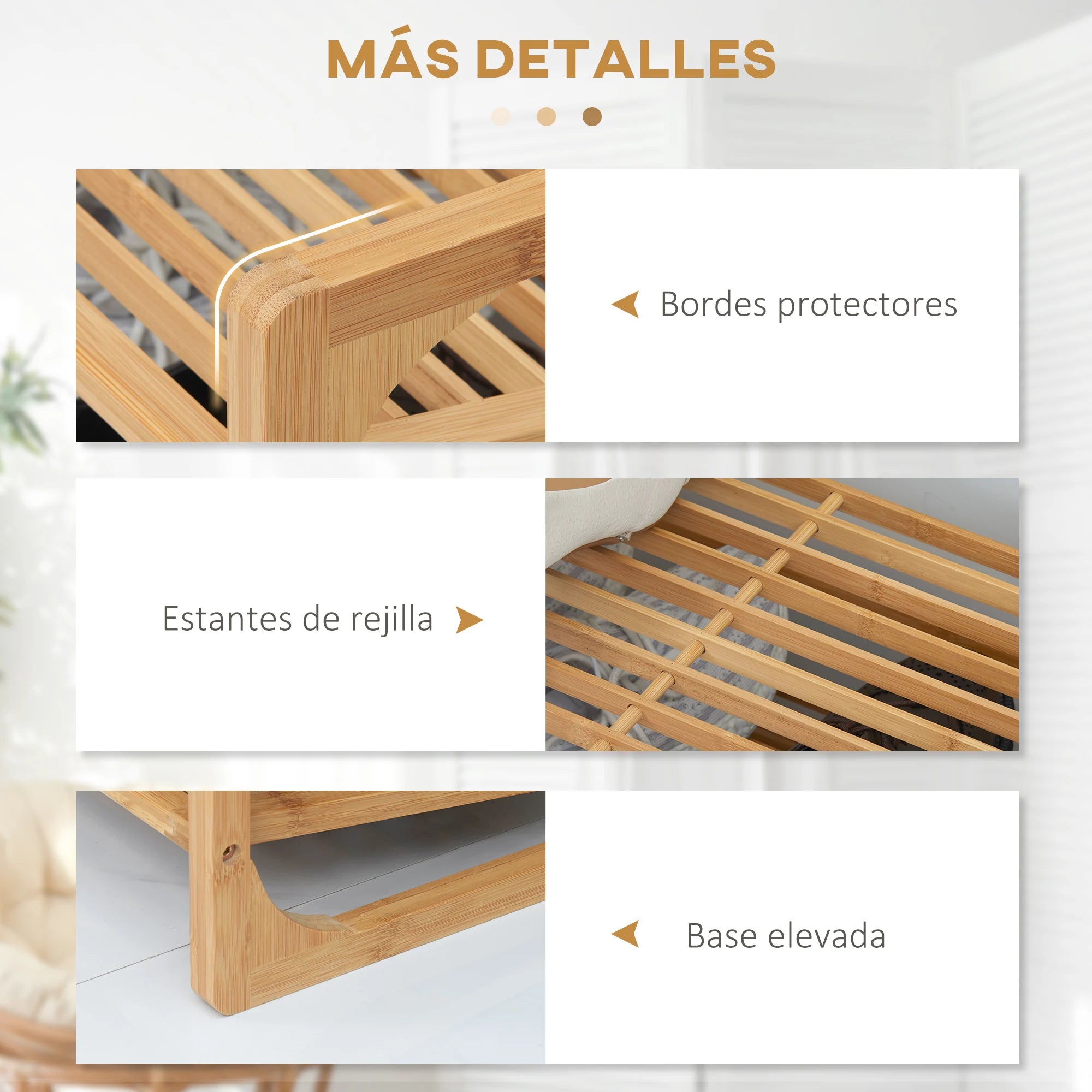 HOMCOM 3-tier Bamboo Shoe Rack for 9 Pairs of Shoes 76x33x51cm Natural