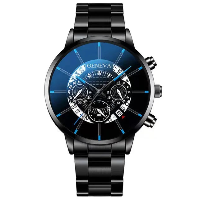 3pcs/1pcs men's fashionable quartz watch set, stainless steel strap, circular dial, date function, electronic drive,