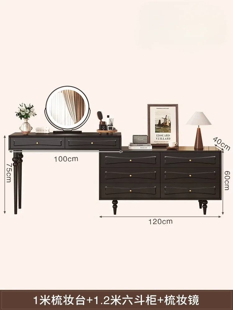 American Solid Wood Dresser Modern Simple Bedroom Vanity Table with Mirror Storage Cabinet Home Furniture Tocador Mueble FYDT