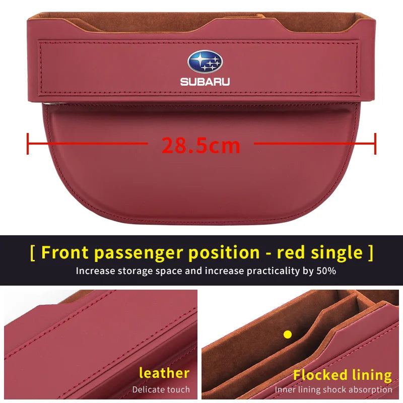 For Subaru Brz Ascent Forester Impreza Legacy Outback WRX XV Car Sewn Seat Gap Crevice Slot Leather Storage Box Auto Accessories