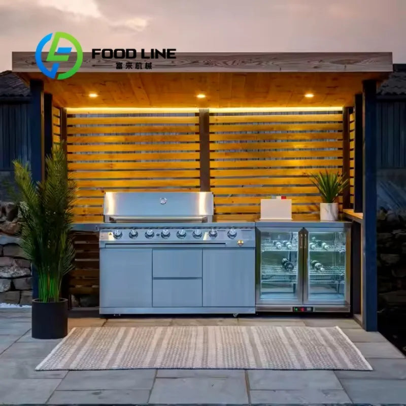 Outdoor Kitchen Factory Hot-selling Electric Smart Module Garden Cabinet Integrated Aluminum Alloy Kitchen Cabinet Set customize