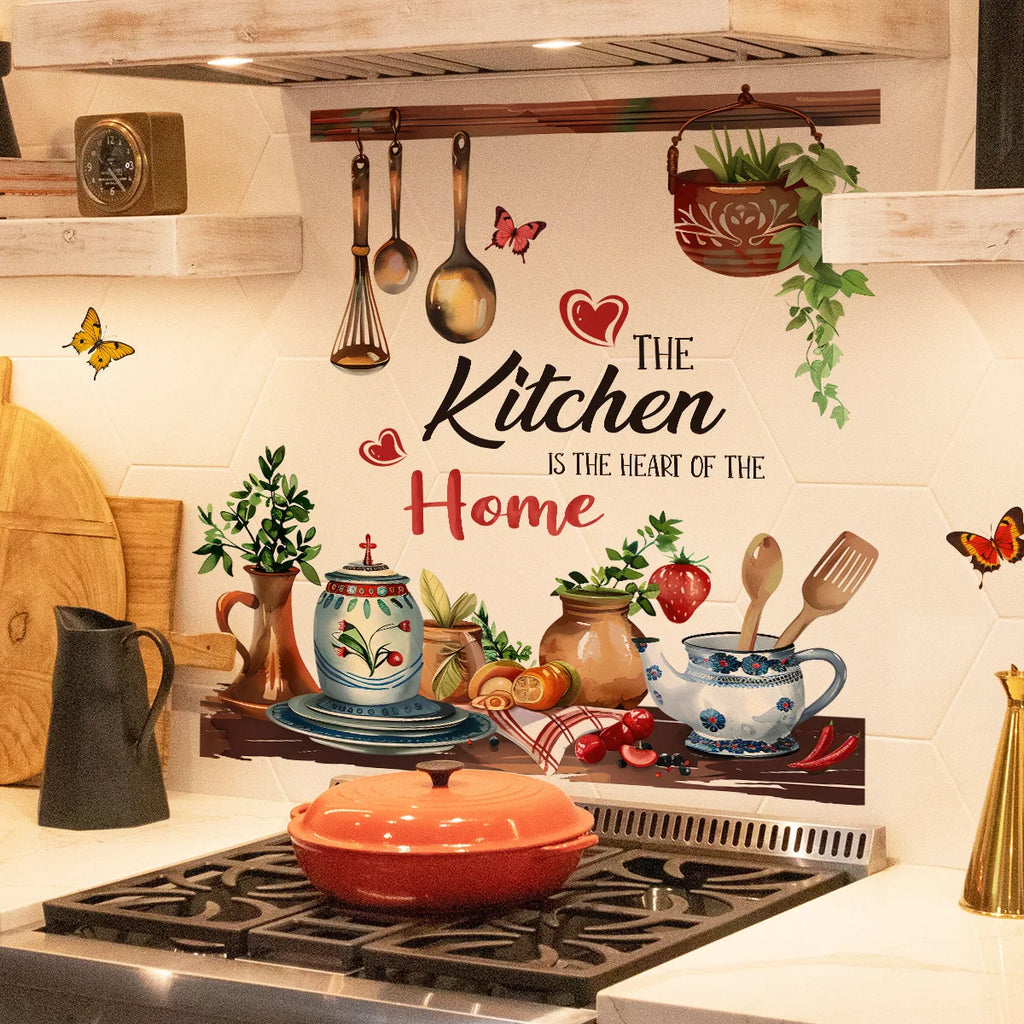 Hand drawn Kitchen Wall Stickers - Removable and Reusable Vinyl Stickers for Walls, Cabinets, Refrigerators | Contemporary Bakin