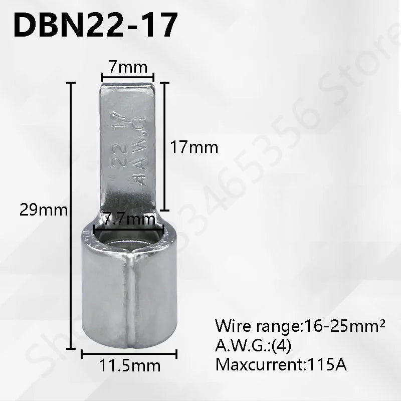 50/100pcs Pure Copper Blade Terminals DBN1.25/2/5.5/8/14/22-10/14/16/17 Non Insulated Crimp Terminals Electrical Wire Connector