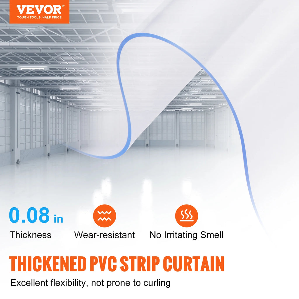 VEVOR Windproof Door Curtain 84" x 60" PVC Transparent Air-Conditioning Curtain Strip Screen Indoor Outdoor Heat Insulation