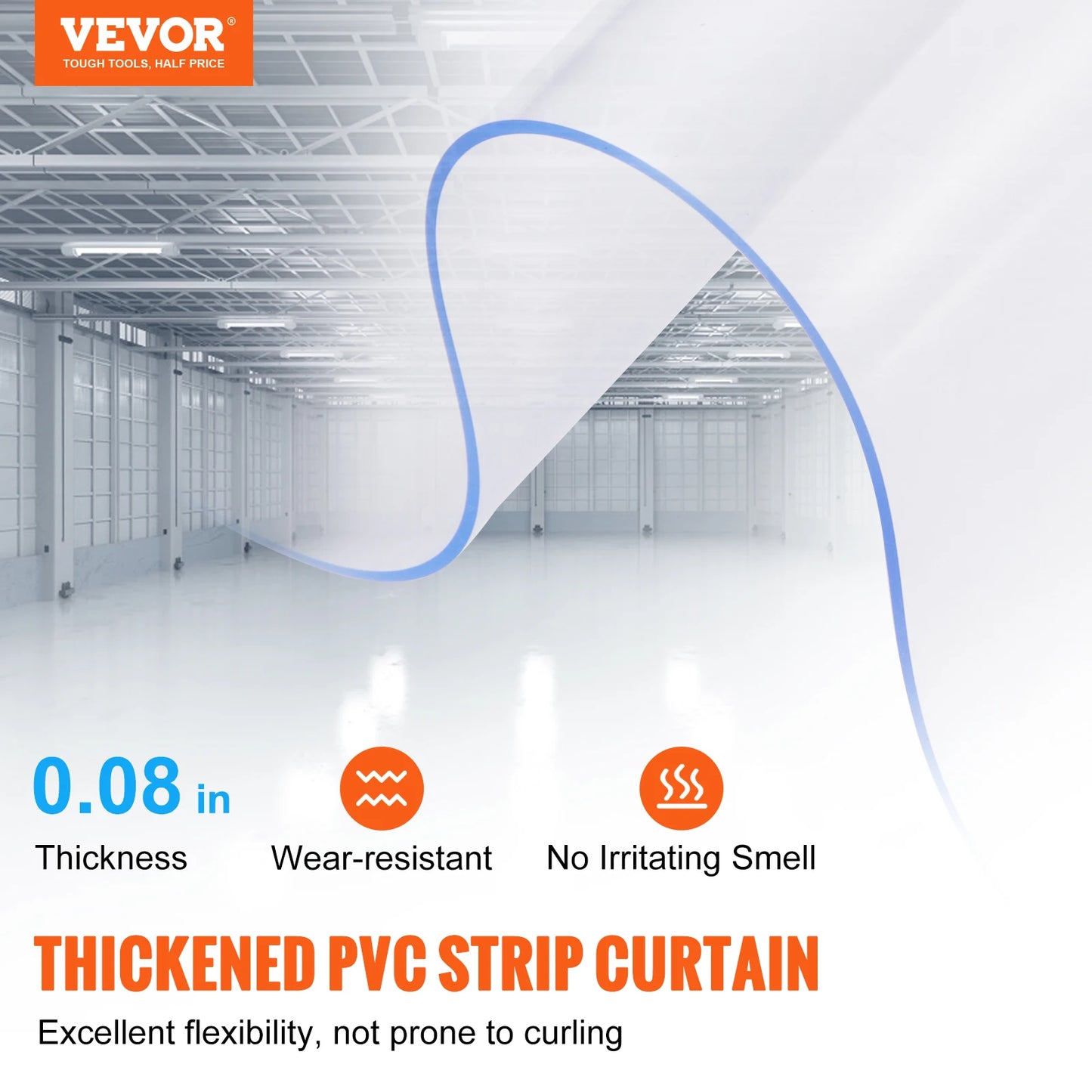 VEVOR Windproof Door Curtain 84" x 60" PVC Transparent Air-Conditioning Curtain Strip Screen Indoor Outdoor Heat Insulation