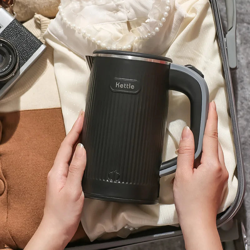 110V/220V Portable Electric Kettle Home Double-layer Stainless Steel Quick Water Boiler Travel Kettle Automatic Power Off 600W