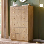 Fluted Dresser for Bedroom, 48" H 7 Drawer Dressers, Wood Tall Dresser Storage Organizer, Modern Bedroom Chest with Deep Storage