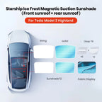YZ For Tesla 2024 Highland Model 3 Model Y Starship Ice Frost Sun Shades Honeycomb Glass Screen Sunshade Front Rear Sunroof