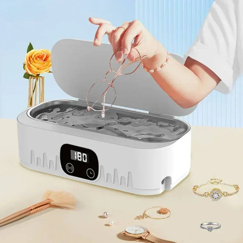Mini Ultrasonic Household Cleaner High-Frequency Vibration Tool for Glasses Jewelry Tableware Deep Cleaning